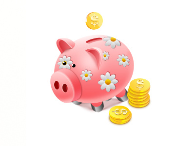 Pig flowers gift gold icon money pig pink