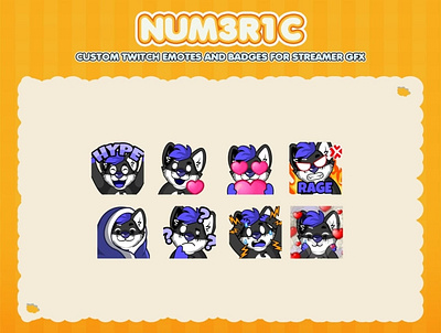 Custom emotes for twitch, youtube, discord and facebook animal emotes chibi emotes custom emotes twitch cute emotes discord emotes facebook emotes grey wolf emotes twitch sub emotes twitchemotes youtube emotes