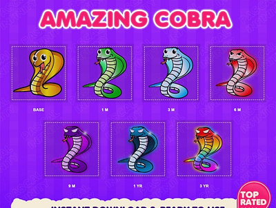 Incredible and Unique Snake Badges for Twitch badges, Twitch sub addorable badges animal badges badges pack bit badges pack cheer badges pack cobra badges cute snake badges rainbow snake badges snake badges sub badges pack