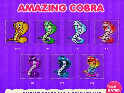 Incredible and Unique Snake Badges for Twitch badges, Twitch sub addorable badges animal badges badges pack bit badges pack cheer badges pack cobra badges cute snake badges rainbow snake badges snake badges sub badges pack