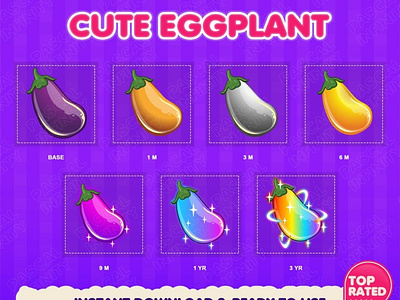 Incredible and unique eggplant for Twitch badges, Twitch subscri addorable badges bit badges pack cute eggplant badges education eggplant badges plant badges rainboe eggplant badges sub badges pack twitch badges youtube badges