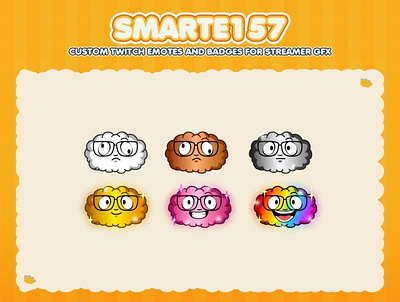 Custom emotes for twitch, youtube, discord and facebook brain badges brown badges cute brain badges discord badges gold brain badges rainbow brain badges twitch badges ugly brain badges youtube badges