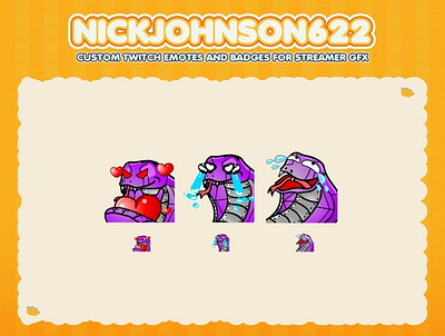 Custom emotes for twitch, youtube, discord and facebook animal emotes custom emotes twitch cute animal discord emotes purple snake purple snake emotes snake emotes twitch emotes youtube emotes