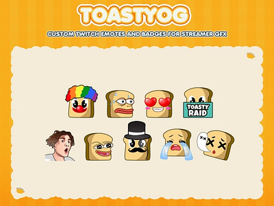 Custom emotes for twitch, youtube, discord and facebook bread clown emotes bread emotes custom emotes twitch cute bread clown cute bread emotes disord emotes guy emotes twitchemotes youtube emotes