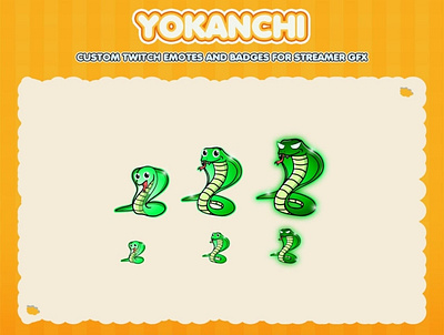 Custom emotes for twitch, youtube, discord and facebook addorable badges animal badges badges design cobra badges cute snake badges discord badges green snake badges snake badges youtube badges