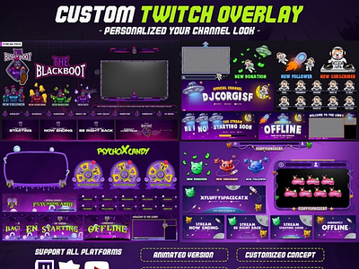 CUSTOM ANIMATED TWITCH OVERLAY PACKAGE/STREAM PACKAGE/TWITCH ALE