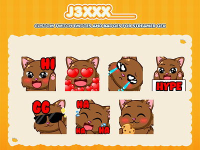 TWITCH EMOTES AND BADGES animal emotes brown cat emotes commission emotes custom pet emotes custom sub emotes cute pet emotes digitalart emotes for twitch pet emotes twitch emotes