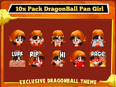 Pan Emotes Pack / 10 Set Kawaii Pan Girl Emotes / Twitch Emotes cute pan emotes dragon ball emotes dragon ball pan girl emotes kawaii dragon ball kawaii pan emotes orange girl emotes pan dragon ball pan dragon ball z twitch dragon ball