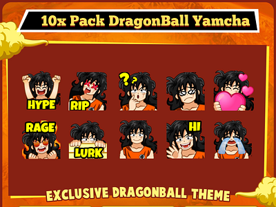 Yamcha Emotes Pack / 10 Set Cute Yamcha Go-ku Emotes