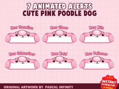 Animated Pink Poodle Stream Alerts / Dog Alert / Twitch Alerts