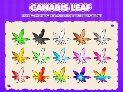 15-Pack Sub badges, Bit badges - Canabis Leaf Colours Badges Pac