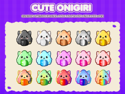 15-Cute Onigiri Rice Ball Badges Pack for Twitch, Badges,Youtube cute badges cute japan badges cute riceball badges discord badges japan snack badges onigiri badges rainbow badges rice badges rice ball badges snack badges sushi badges twitch badges youtube badges