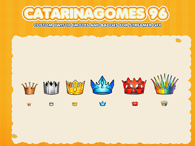 CUSTOM TWITCH EMOTES AND TWITCH BADGES badges commision emotes crown badges custom twitch badges digitalart discord badges gold badges rainbow crown badges twitch badges youtube badges