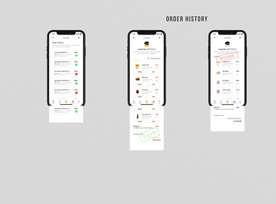 Food Delivery / Order History app design minimal mobile ui ux