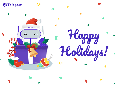 Happy Holidays! candy characterdesign christmas christmas tree design happy holidays illustration joy newyear party purple teleport toy vector weekend