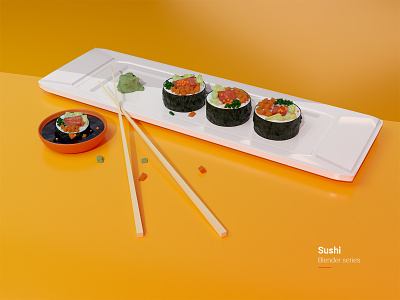 Sushi - Blender series 3d blender blender3d cyclesrender food illustration maki modeling nori photoshop summer sushi sushi logo sushi roll