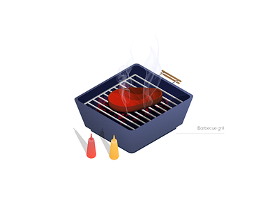 Barbecue grill 2x barbecue blend food illustration isometric meat noise sauce simple stipple wine