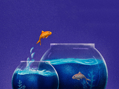Local to global - Blog cover blog bowl fish gold illustration illustrator image photoshop stipple water