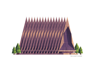 The Cadet Chapel - Colorado Springs building cadet chapel colorado springs illustration illustrator photoshop series stipple united states