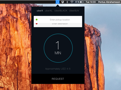 Fastlane - Book Uber app mac menubar uber