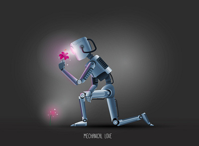 Mechanical Love character design characterdesign digitalart flowers funny graphicdesign illustration illustrator robot vector