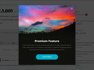 Premium feature modal (an attempt at a delightful paywall :) design modal modal design modal window nature nature photography paywall popup popup design popup window premium upgrade user experience user experience design user interface user interface design web design webapp webapp design webdesign