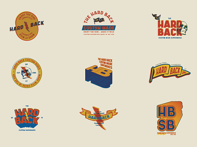 Hard Back Customs badge brand branding illustrator logo racing vintage