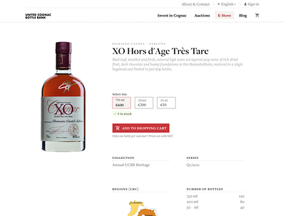 Exclusive cognac product page branding design typography ui ux web