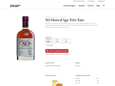 Exclusive cognac product page