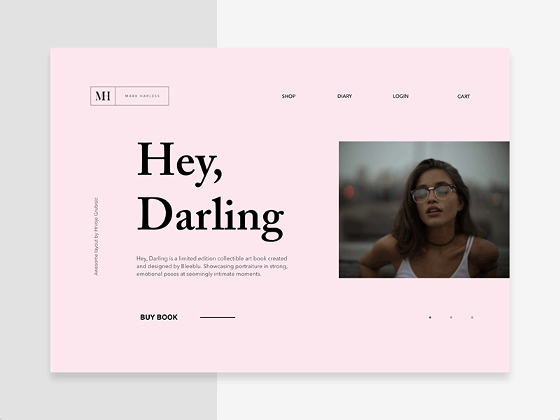 Hey, Darling animation design fashion landing layout minimal principle serif type typo typography web