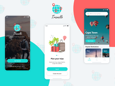 Travello - Booking App application booking branding design mobile app rooms travel ui ux