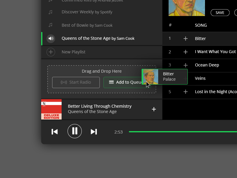 Spotify: Drag & Drop by Sam on Dribbble