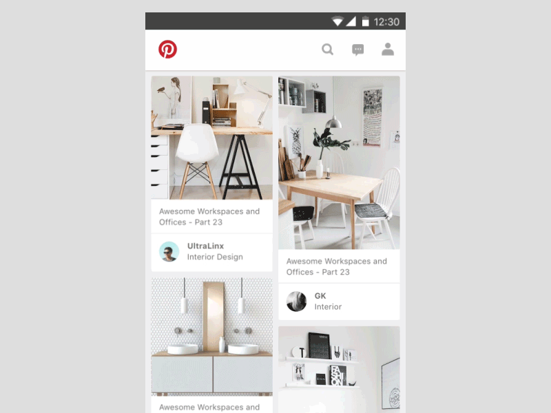 Pinterest Material Design Concept animation app desktop gif graphic interface material ui ux visual web website