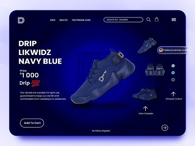 Drip Footwear UX/UI Landing Page Concept Design Navy Blue
