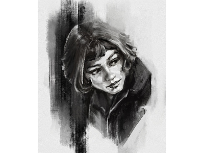 'Amelie' insprd 2dart adobe photoshop amelie character character illustration charcoal classic comedy digital art digital illustration digital painting drama french illustration imitation inspired movie romantic texture brushes watercolor