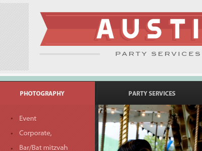 Party planning website austin design layout logo