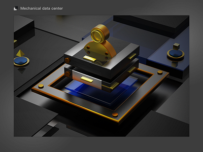 Mechanical data center 3d modeling illustration ui