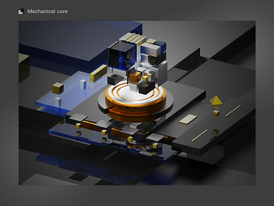 Mechanical core 3d modeling illustration ui