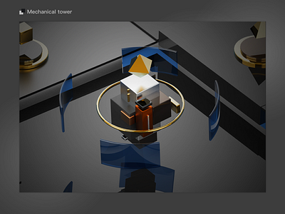 Mechanical tower 3d modeling illustration ui