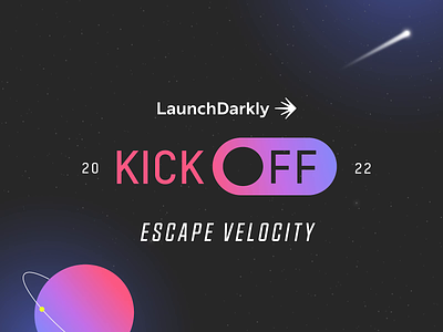 Escape Velocity animation branding comet graphic design launchdarkly logo motion graphics patch planet space swag