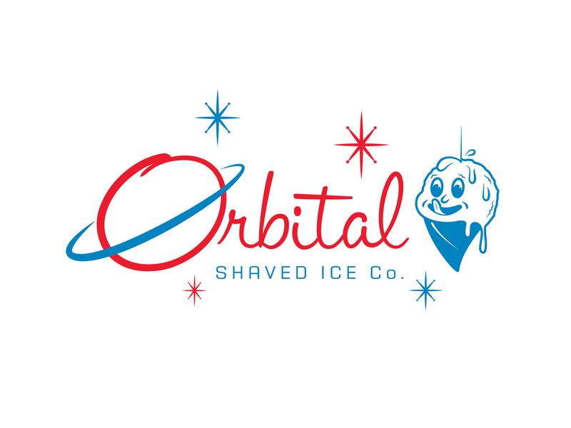 Orbital Shaved Ice animation branding design flat icon illustration lettering logo type typography vector