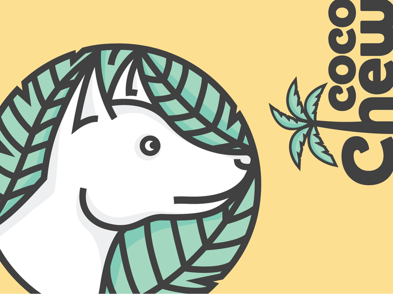 CocoChew branding coconut design dog dog toy flat icon illustration logo type typography vector