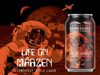 Berkshire Brewing - Life on Marzen astronaut beer beer label branding design icon illustration lager logo type typography vector
