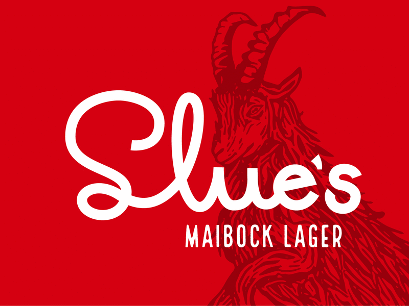 Slue's Maibock Lager adobe beer beer can design etching goat horns illustration illustrator cc lager lettering logo maibock script sketch slues type typography vector