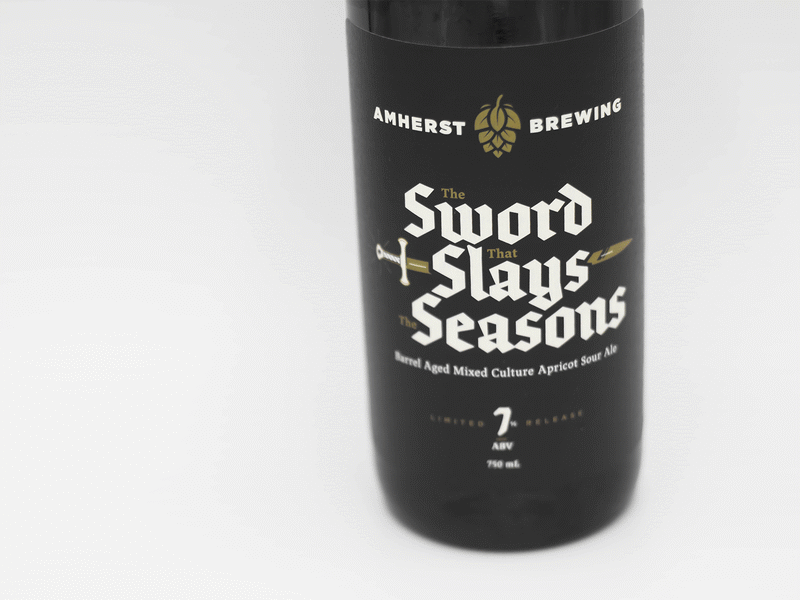 Sword that Slays the Seasons Label package design lettering illustrator branding logo design typo logo typograhy beer label design type sword beer art beer label