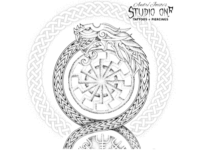 Jormungandr celtic celtic knot design dotwork dragon illustration norse norse mythology viking viking logo vikings