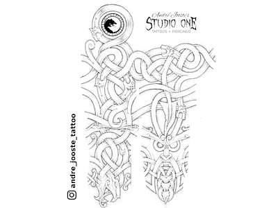 Odin and Jormungandr full sleeve Tattoo celtic knot dotwork norse norse mythology odin serpent tattoo viking viking logo vikings