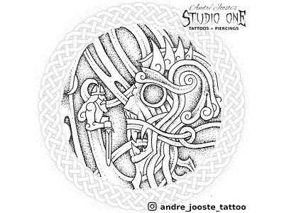Tyr vs Garm celtic celtic knot design dotwork illustration jotnar norse norse mythology thurs tyr viking viking logo vikings