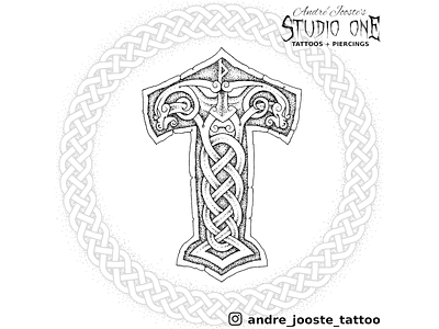 Thursamjolnir celtic celtic knot design dotwork illustration norse norse mythology viking viking logo vikings