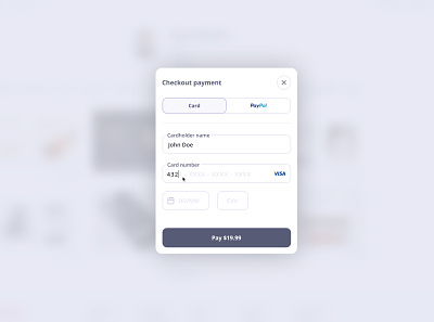 Modal payment checkout - Daily UI 2 (Credit Card Checkout) checkout clean creditcard daily minimal modal payment popup purple ui web